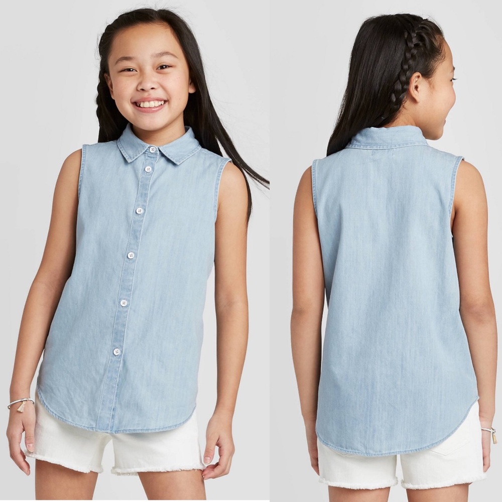 Cat & Jack Denim Top (EUC), Size: S (6/6X)